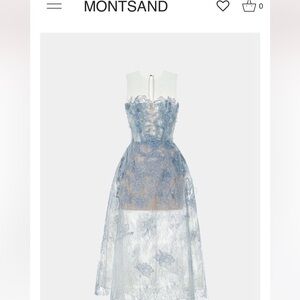 Montsand blue Beaded Lace Strapless Dress